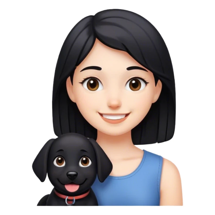 smiling girl with black dog sticker