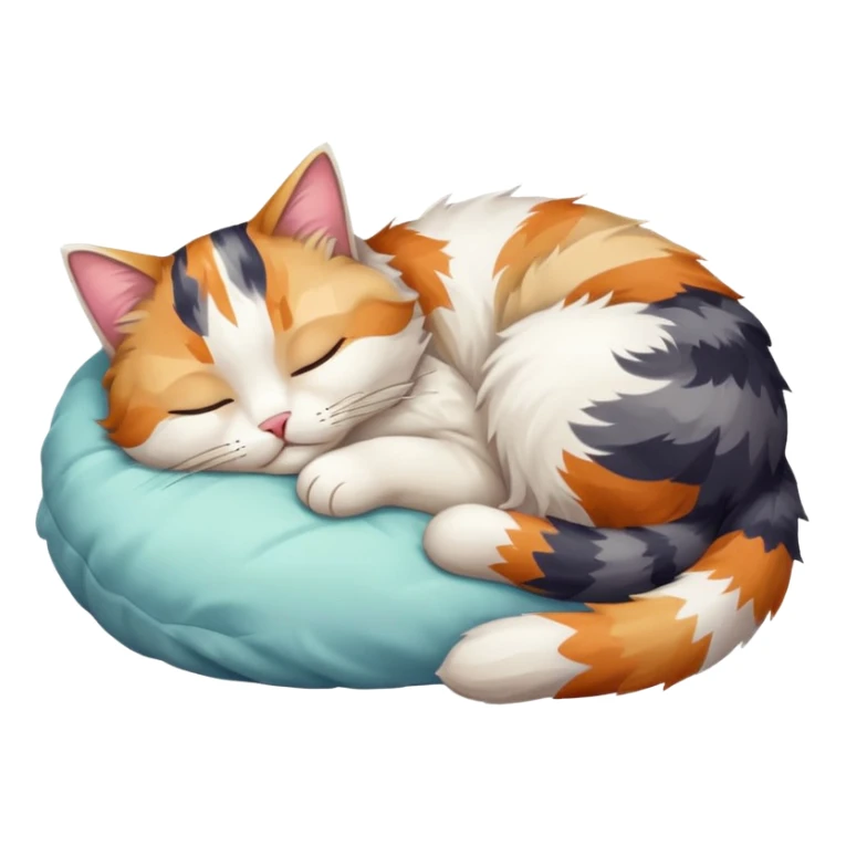 full body colourful light patched calico + white tabby cat sleeping sticker