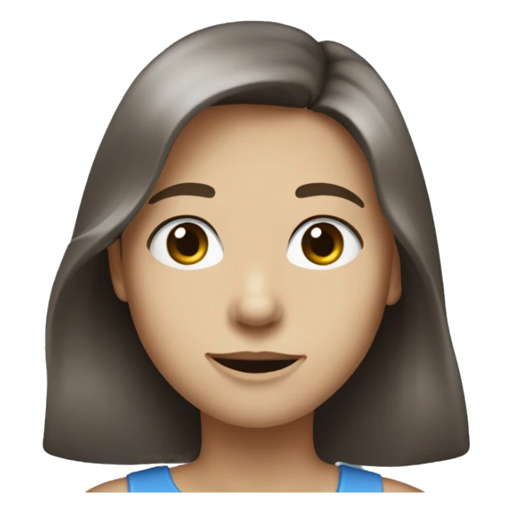 A person with shoulder-length messy brown hair, blue grey eyes, and a choker sticker