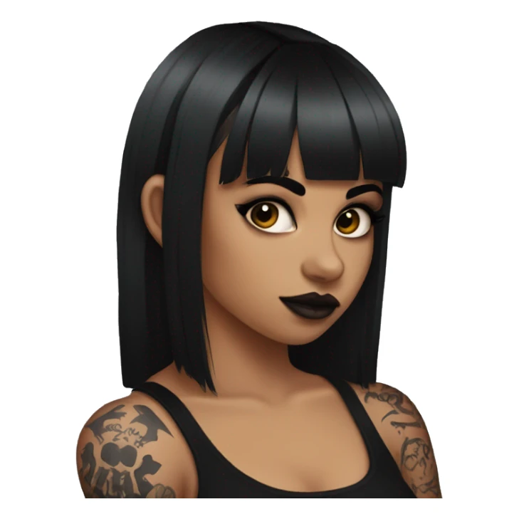 Latina goth girl with bangs and arm tattoos  sticker