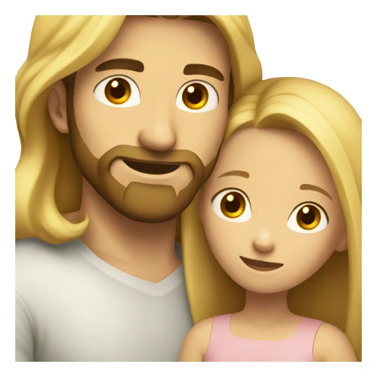 man with brown beard hugging girl with long blonde hair sticker