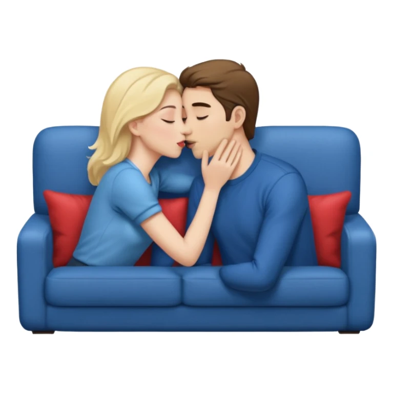 Man and woman kissing on couch sticker