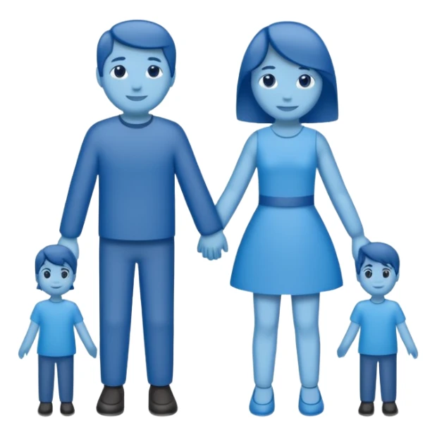 bonequinhos recortados de papel azuis de mãos dadas sticker