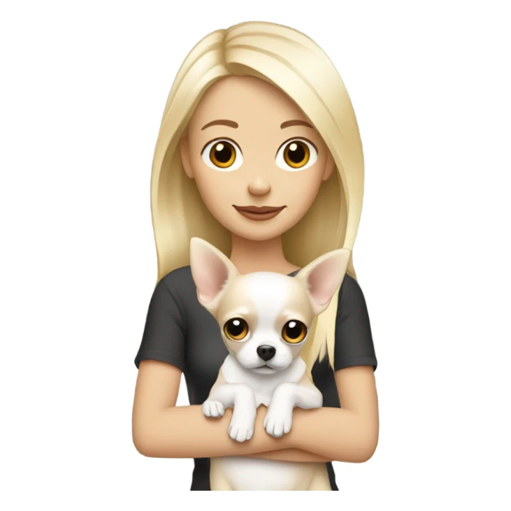 blonde girl holding white chihuahua sticker