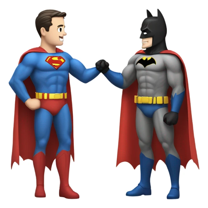 Create a picture of batman and superman shaking hands sticker