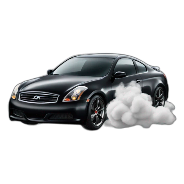 Black infiniti g35 coupe car with emoji smoke sticker