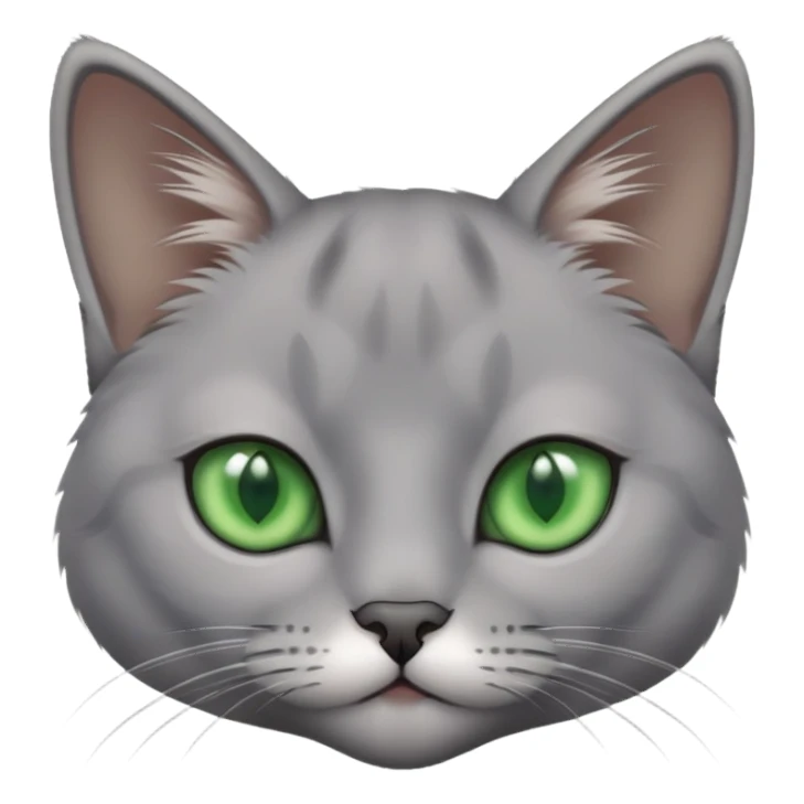 gray cat with small close-set green eyes sticker