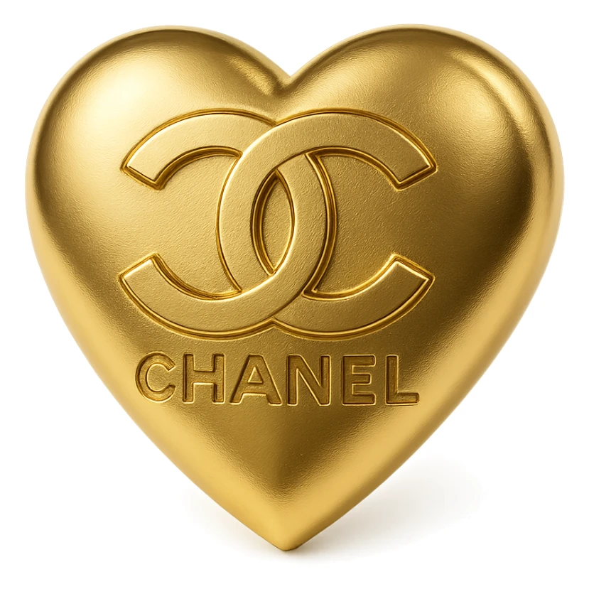 Chanel heart metallic gold with interlocking C's luxury fashion vibe sticker