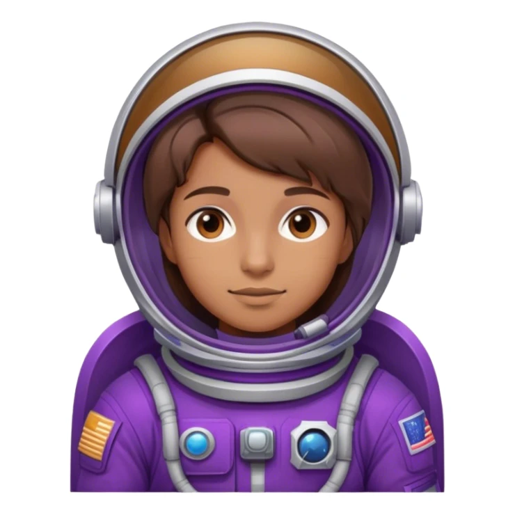 gen z with brown hair in purple astronaut suit sticker