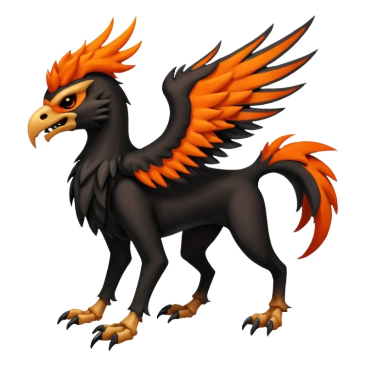 Volcanic Blazing Fiery Evil Skeletal Beaky Feathery Hot Cool Houndoom-Gryphon-Silvally-fusion (full body) sticker