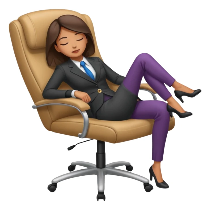 Boss sleeping in a chair with her legs up on the desk sticker