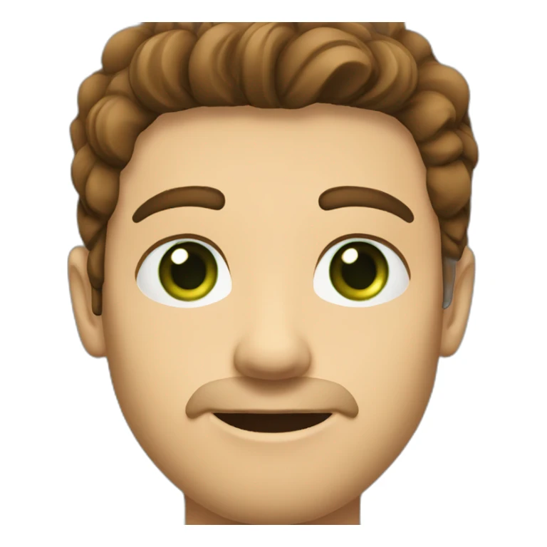 a guy with brown hair middle part green eyes and sharp jaw sticker