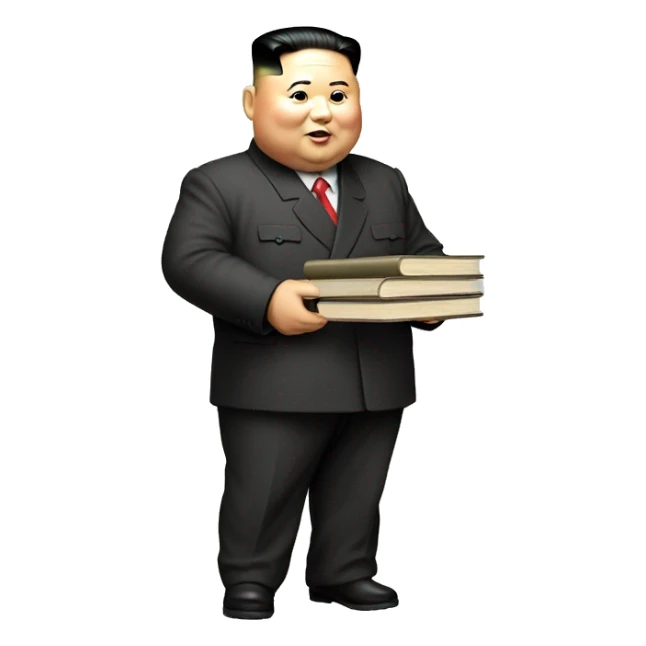 kim jong-un holding a stack of books sticker