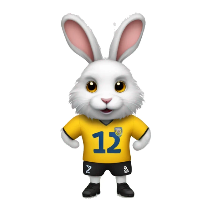 A fluffy rabbit playing football in a Sutton united top sticker
