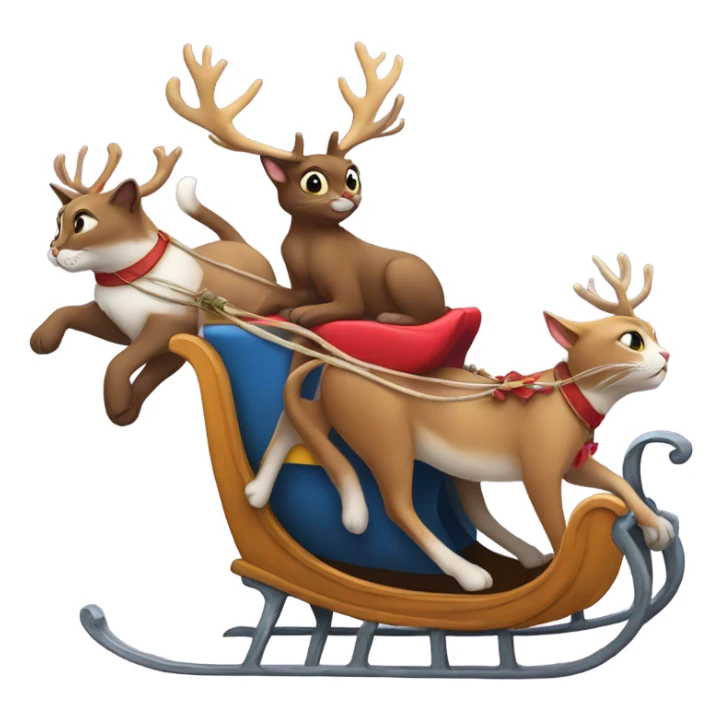 Cat with reindeers in a sleigh  sticker