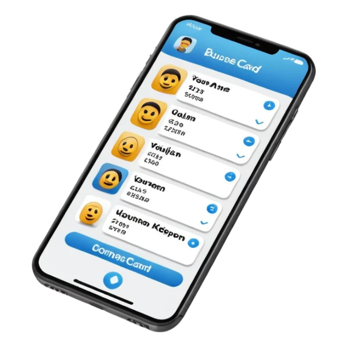 digital busniess card on a phone screen in english written just a phone screen no hands and a very professional without any empji sticker