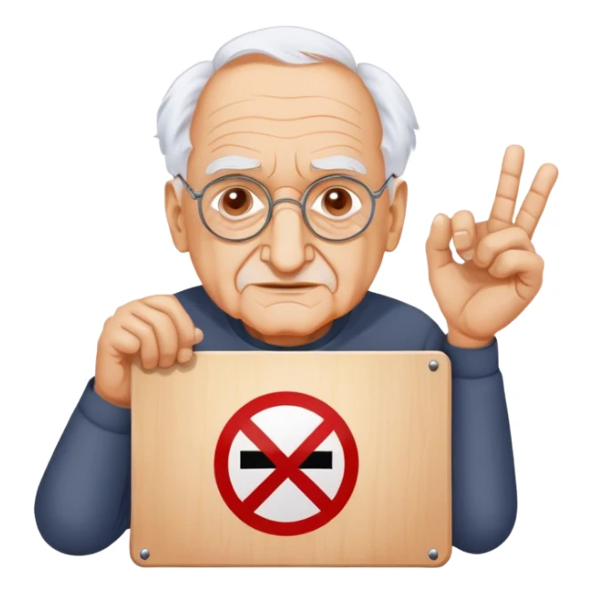 Frank Gehry with a "Ban AI" sign sticker