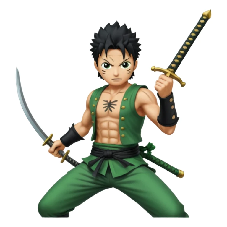 Has a zoro de one piece más epico en pocision de ataque y estilo anime  sticker