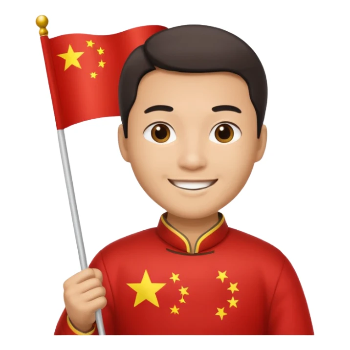 A Chinese man with a Chinese flag sticker