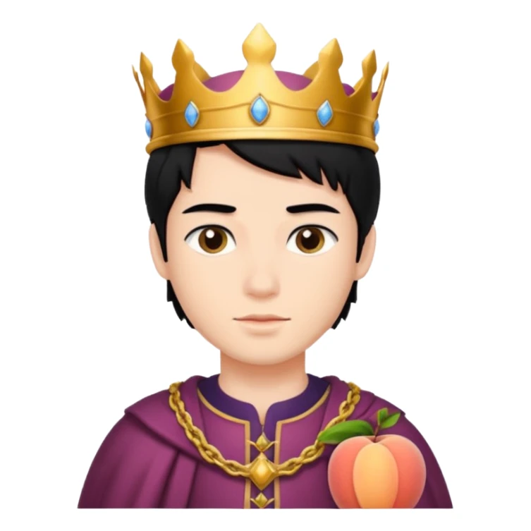black hair young king and peach sticker