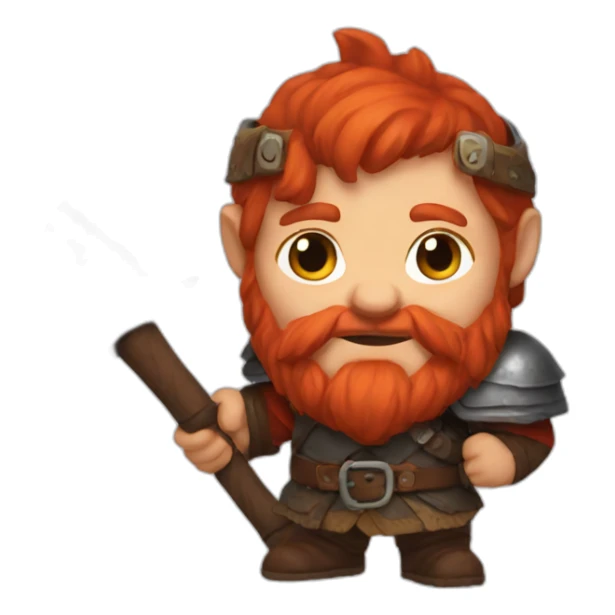 A red hair dwarf with an greataxe sticker