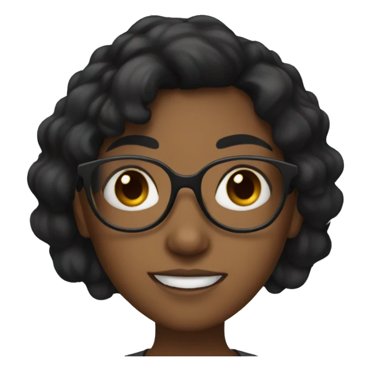 brown girl with black hair and glasses sticker