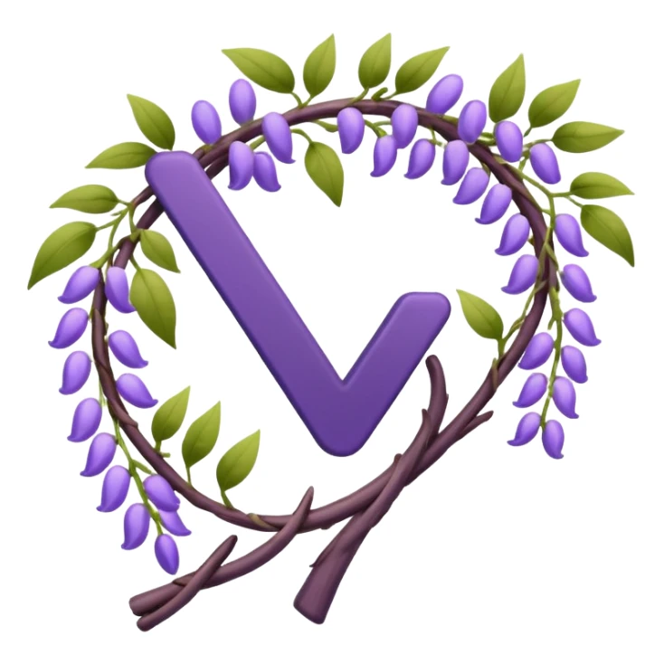 emoji check mark made out of wisteria vine sticker