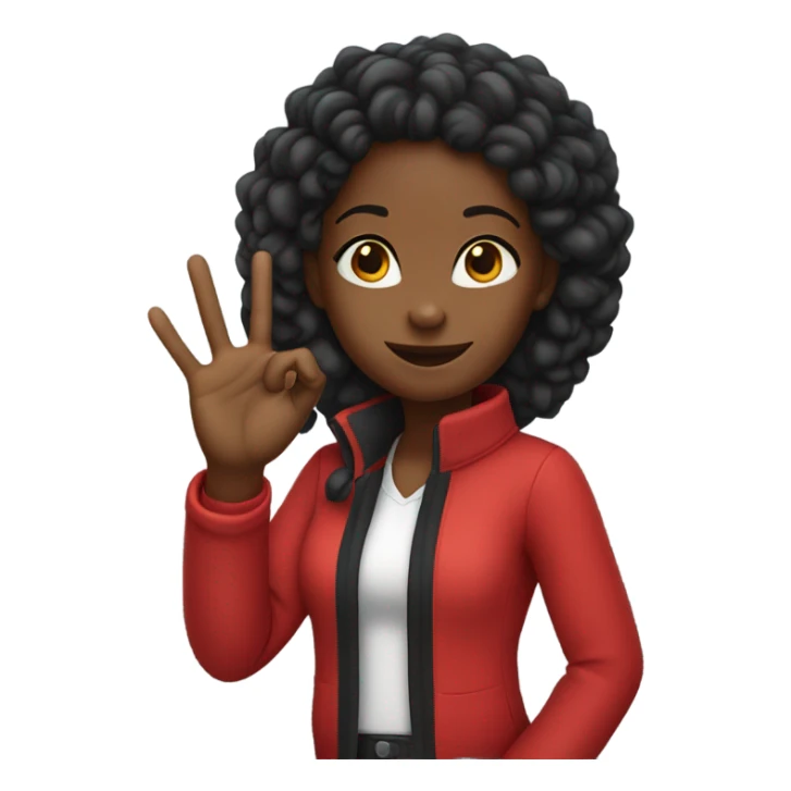 Black girl wearing red with ok hand sign sticker