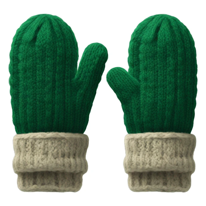 Realistic knitted dark green mitten giving a thumbs up sticker