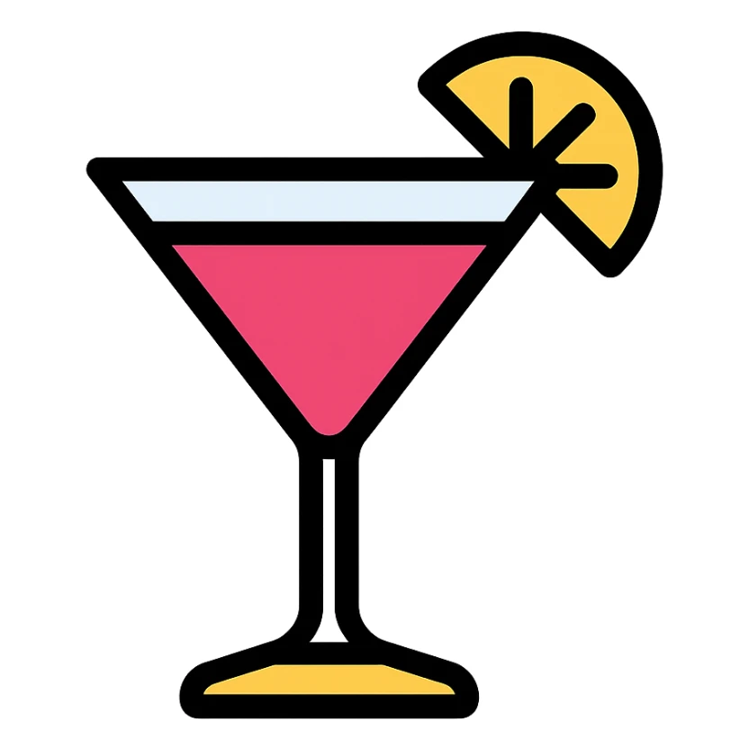 cosmopolitan cocktail in a martini glass, vibrant color sticker