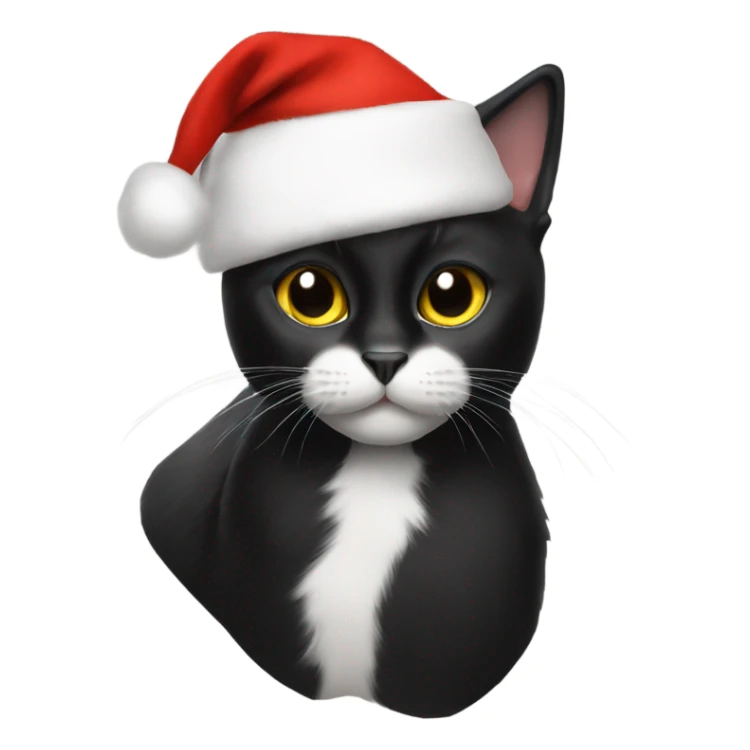 Black cat with Santa hat on  sticker