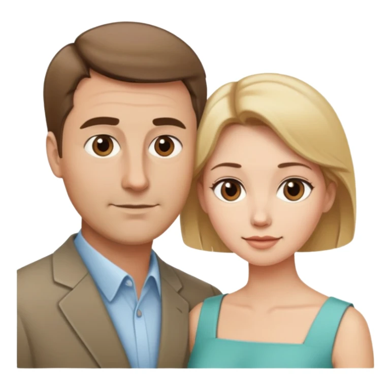 dad with short brown hair, wife with medium blonde hair sticker