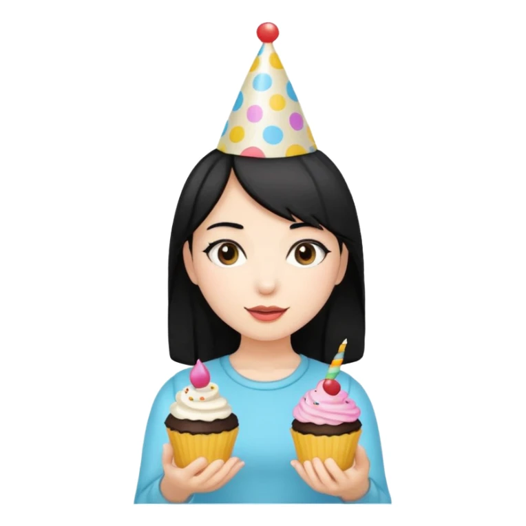 girl for birthday with black hair sticker