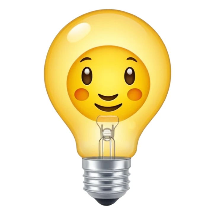 leuchtende Glühbirne, Lichtstrahlen, freundlicher Ausdruck sticker