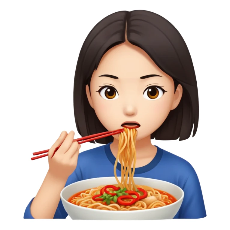 Aya nakamura eating spicy buldak noodles  sticker