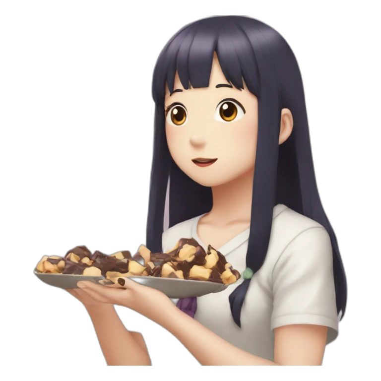 Hinata from haiyku eating a choclate sticker