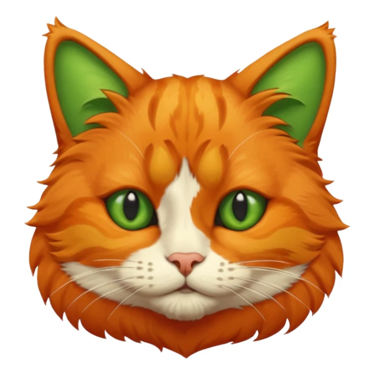 try orange cat missing his right eye and has a green left eye, with an orange patch of fur near his nose sticker