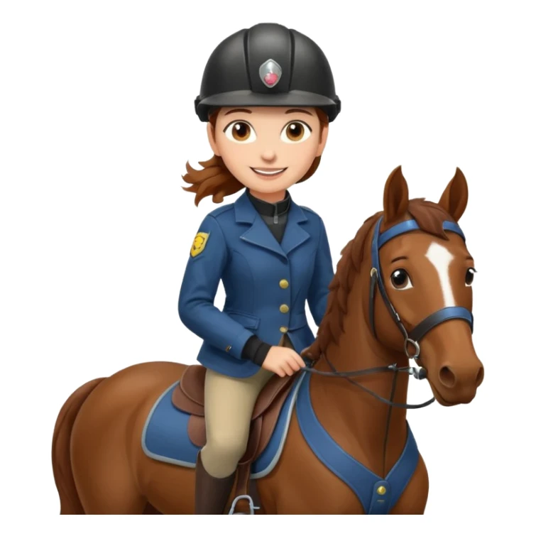 brown haired girl on a cheatnut hporse smiling' sticker