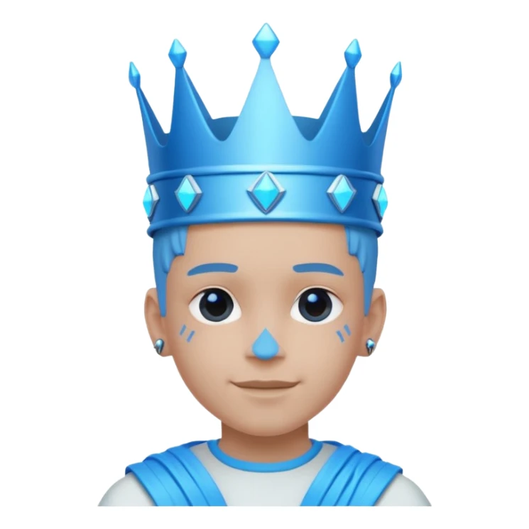 boy neon cyberpunk light blue happy crown white and blue sticker
