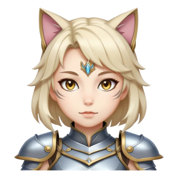 catgirl in fantasy armor, elegant, anime style sticker