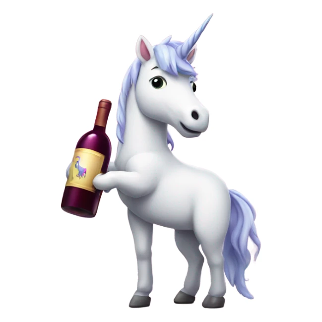 Unicorn with a bottle of wine sticker