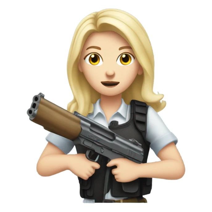 Blonde white girl holding a gun sticker