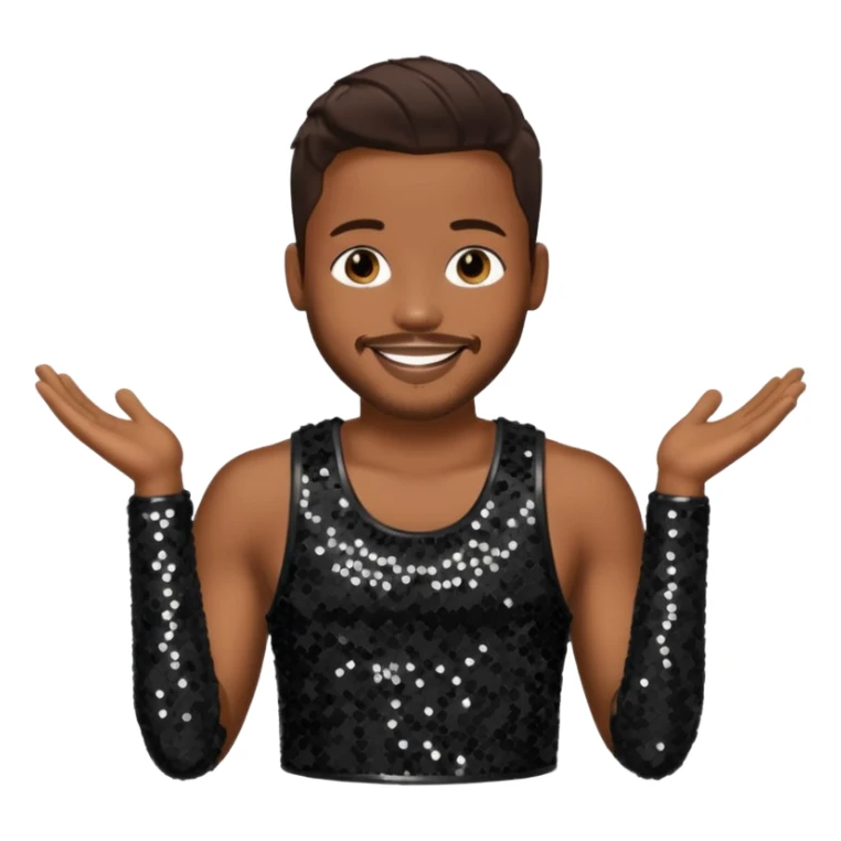 Tank, R&B Singer with dark brown hair, black sequin outfit sticker