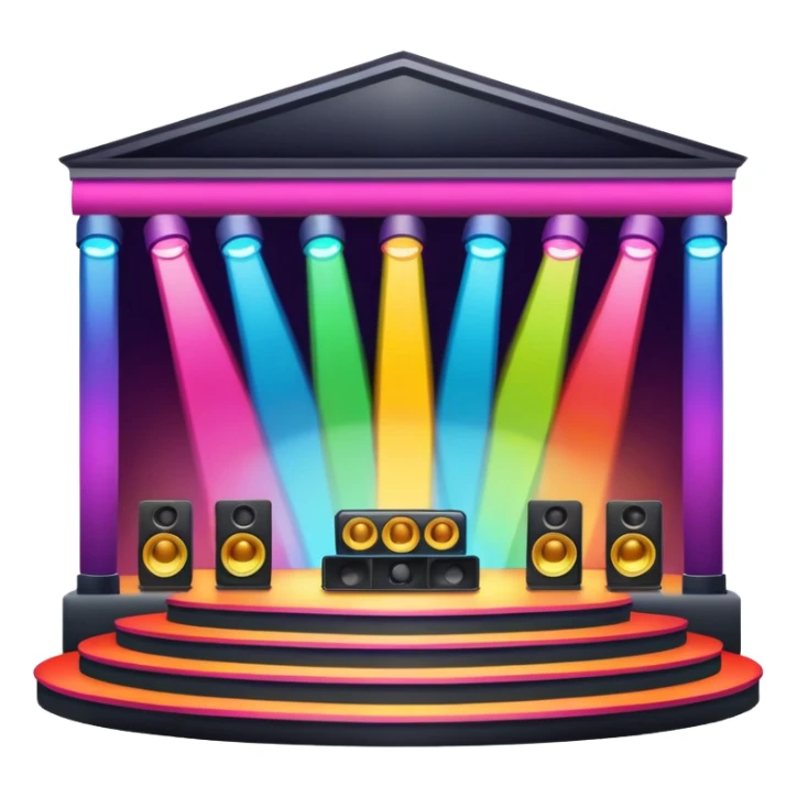concert stage with colorful lights and speakers sticker