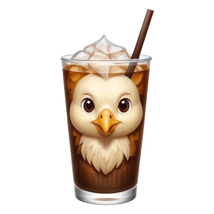 Chicken drinking iced coffe sticker