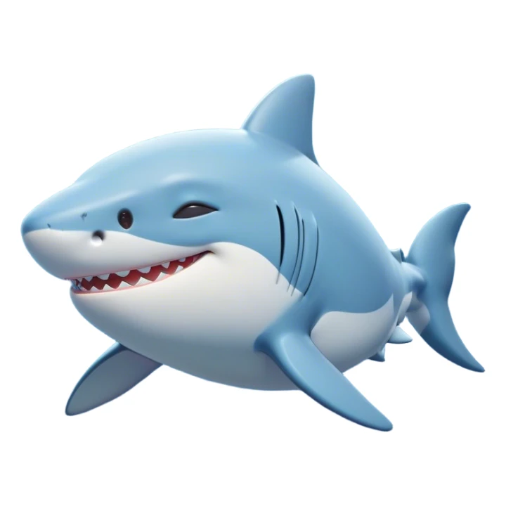 Meme-Worthy Cute Sleeping Shark Portrait Emoji, Head resting peacefully with a contented smile, showcasing a powerful, sleek build and a luxuriously soft streamlined body, eyes shut in a serene, restful drift, Simplified yet hilariously adorable features, highly detailed, glowing with a soft, drowsy light, high shine, relaxed and utterly lovable, stylized with an air of playful laziness, bright and heartwarming, soft glowing outline, capturing the essence of a comically sleepy shark, so meme‐worthy it feels like it could instantly become the next viral sensation of adorable oceanic slumber! sticker