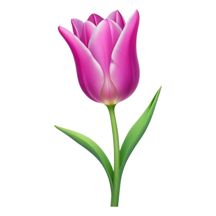 Cinematic Realistic Tulip Emoji, Elegant and simple, with soft, smooth petals in shades of pink and purple, gently curved and reaching upward. The slender green stem contrasts against the delicate bloom, while surrounding greenery adds a peaceful touch. Soft glowing outline, capturing the essence of springtime beauty and grace in a delicate tulip. sticker