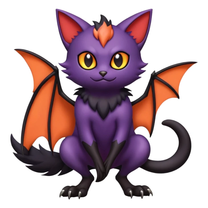Noibat-Litten-Bat-Cat-Fakémon-hybrid-creature (full body)  sticker
