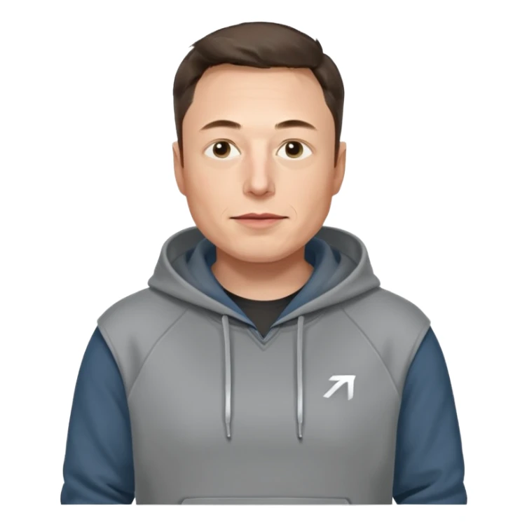 elon musk in gray hoodie full height sticker
