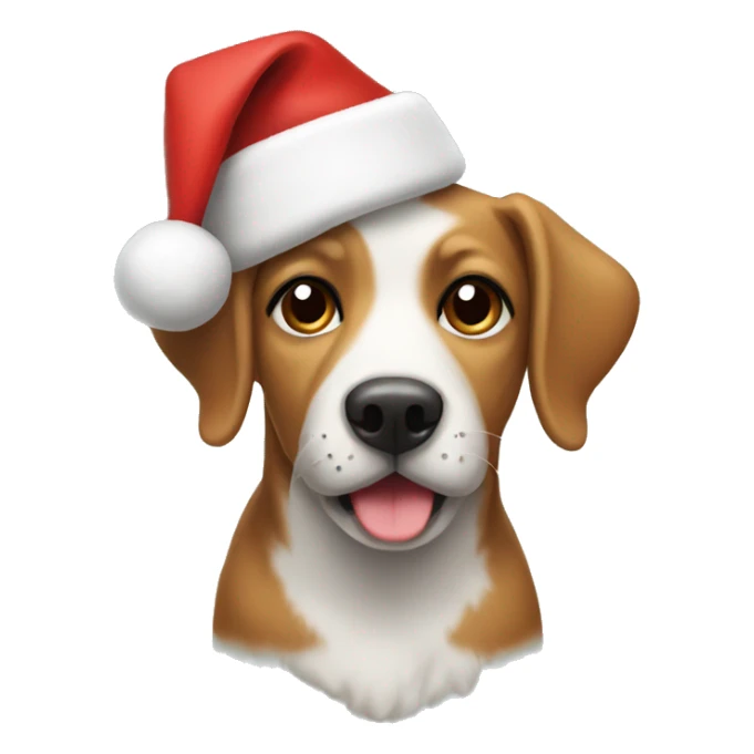 a dog wearing a christmas hat sticker
